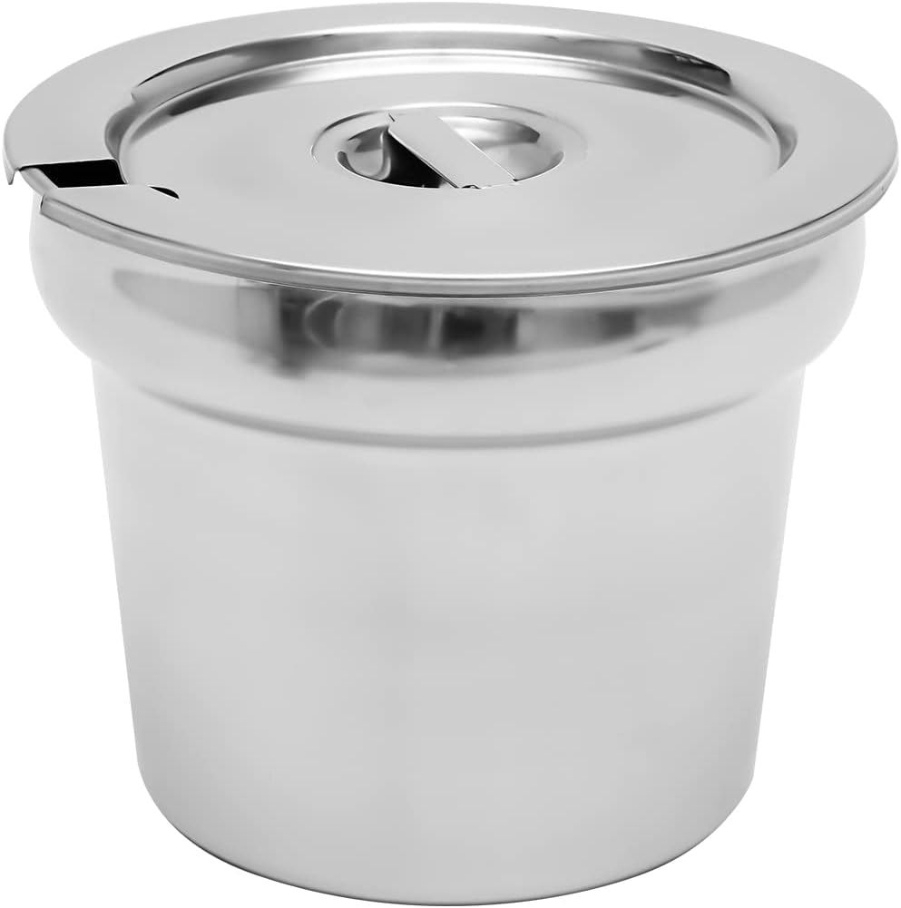 7L Edelstahl Suppentopf, Edelstahl Chafing Wärmebehälter Runder Suppenkessel Lebensmittelwärmer Buff
