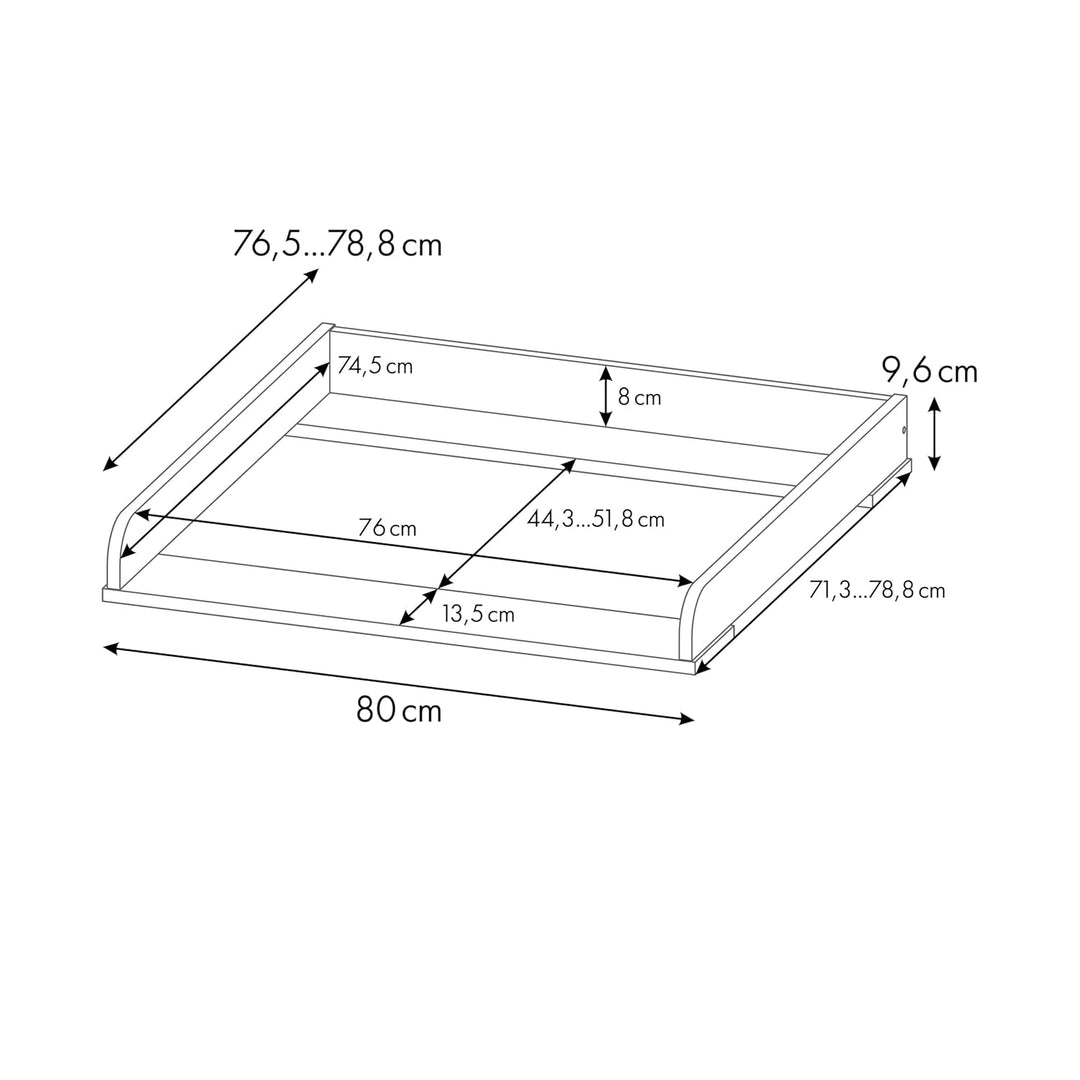 Shefa Kids Wickelaufsatz 800 für Ikea Kommode der Serien MALM, HEMNES und NORDLI, Universal, Eiche,