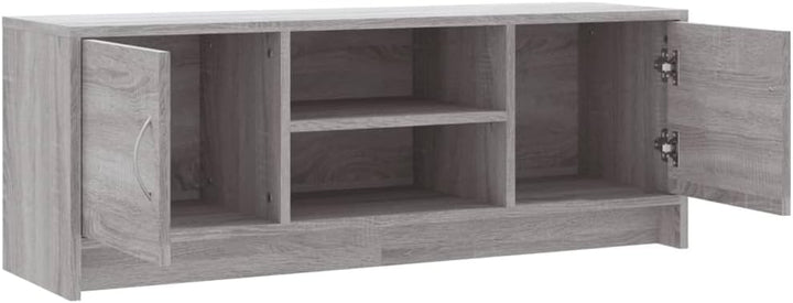 TV-Schrank Sonoma-Grau 102 x 30 x 37,5 cm aus mehrschichtigem Holz mit Türen und Ablage – Konsole fü