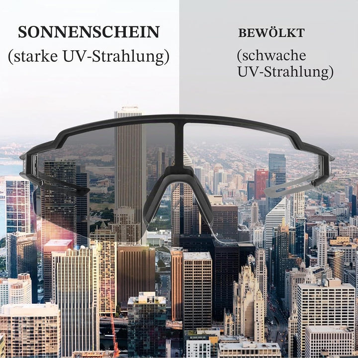ROCKBROS Fahrradbrille UV 400 Sonnenbrille Photochromatisch Brille Klar Winddicht Sportsbrille für O