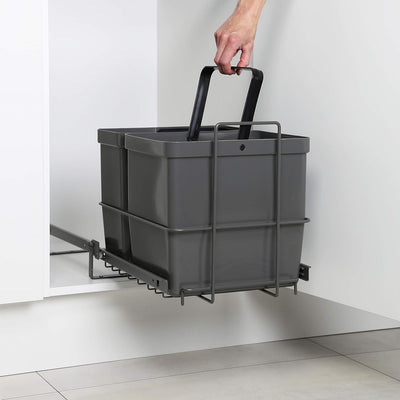 LM 64/2 Einbau Mülleimer ausziehbar mit 2 Abfalleimer (1x11L, 1x16L) Korbauszug anthrazit 32,8x43,3x