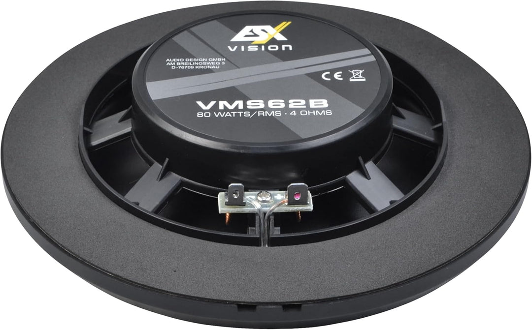 ESX VMS-62B - schwarzer 16,5 cm 2-Wege-Koax für Marine/Outdoor/Caravan | extrem flach - Einbautiefe