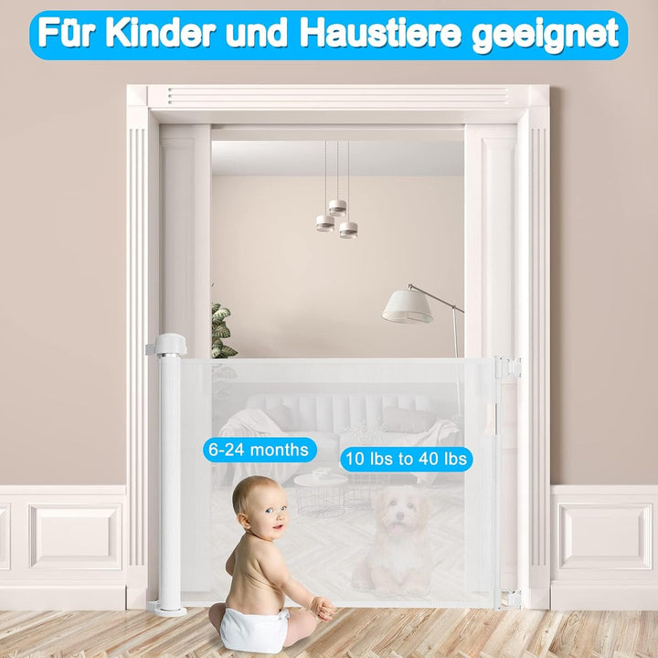 UISEBRT Türschutzgitter Ausziehbar 0-150cm, Treppenschutzgitter für Baby und Pelztiere, Kinder Schut