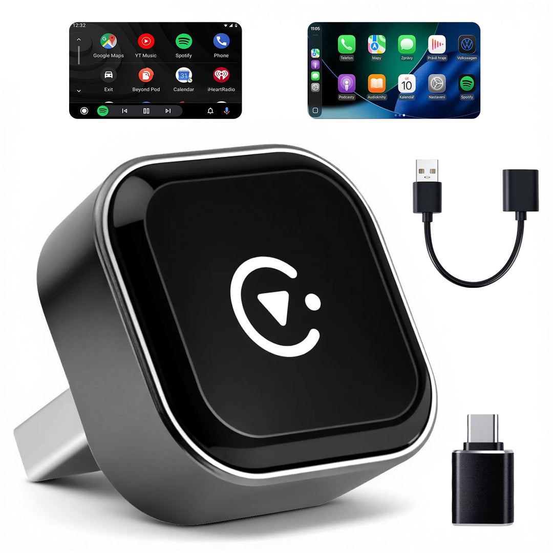 Mini USB Wireless CarPlay Adapter for iPhone & Wireless Android Auto 2-in-1 Adapter | Convert Wired