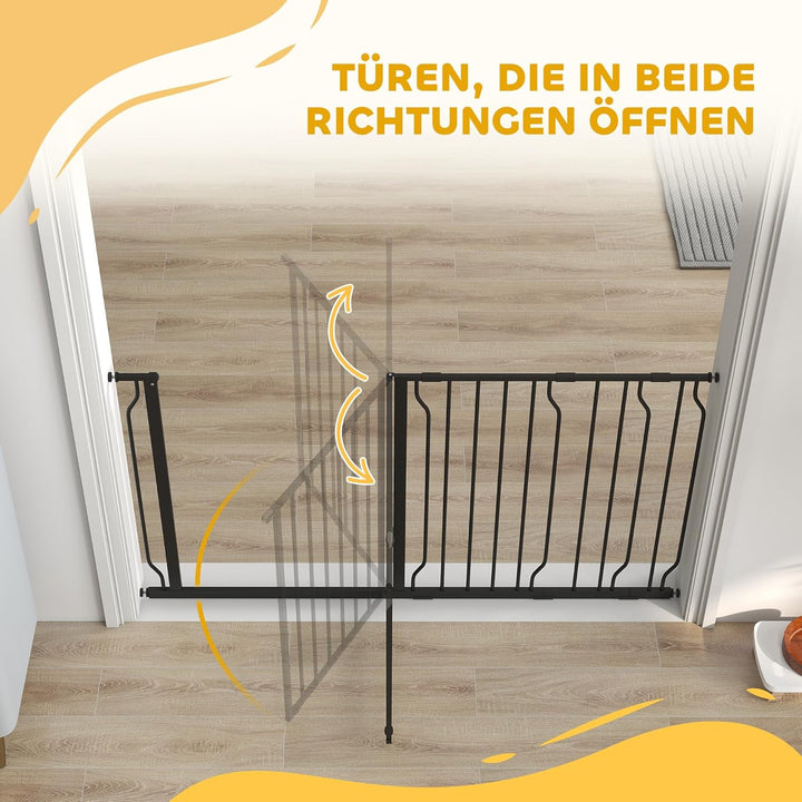 PawHut Hunde Türschutzgitter Treppenschutzgitter, 75-145 cm Hunde Türgitter, Baby Türgitter, Klemmgi