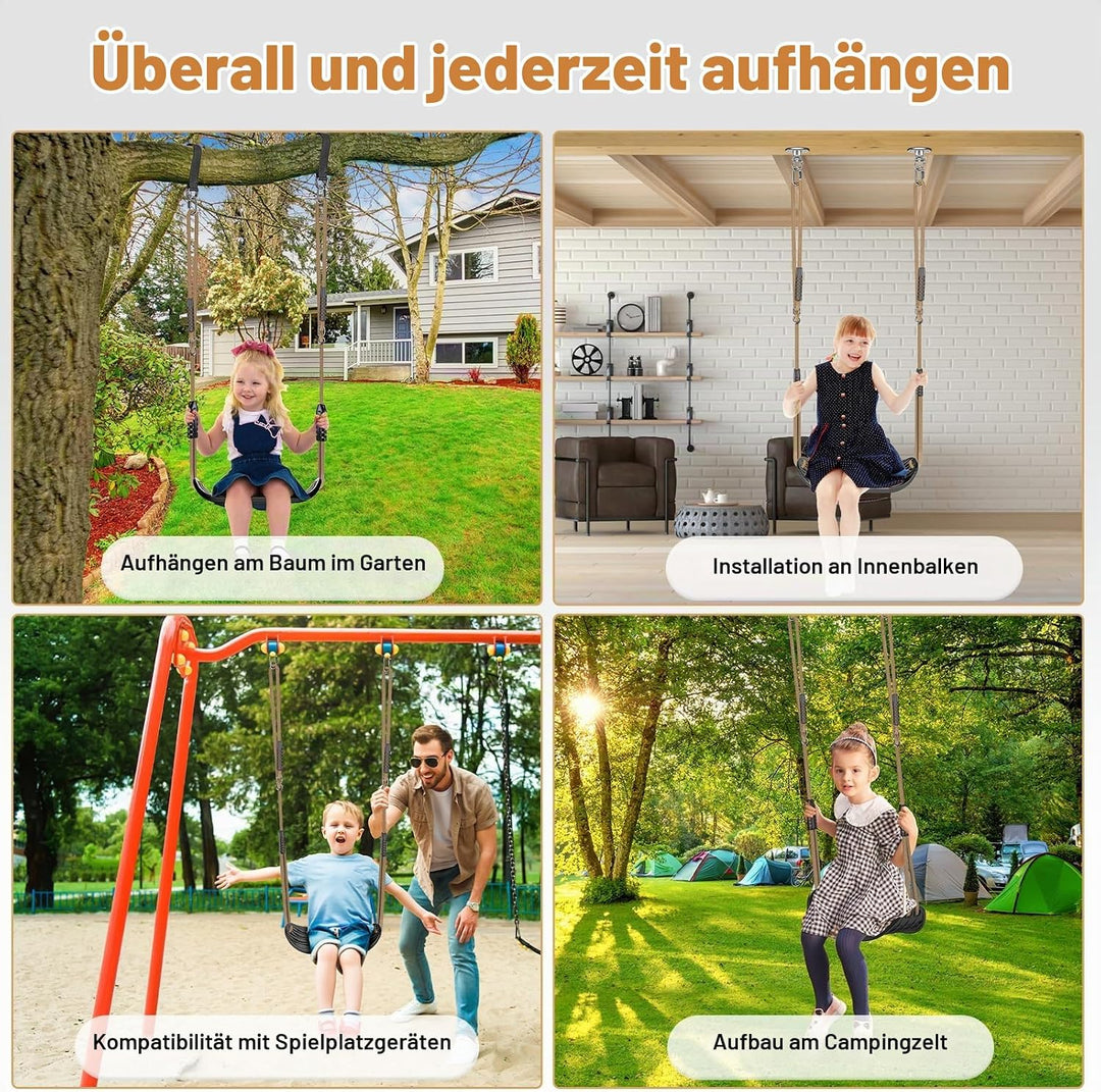 Dolibest Schaukel Kinder, Indoor Outdoor Babyschaukel Hartgummi Schaukelsitz Spielplatz Gartenschauk
