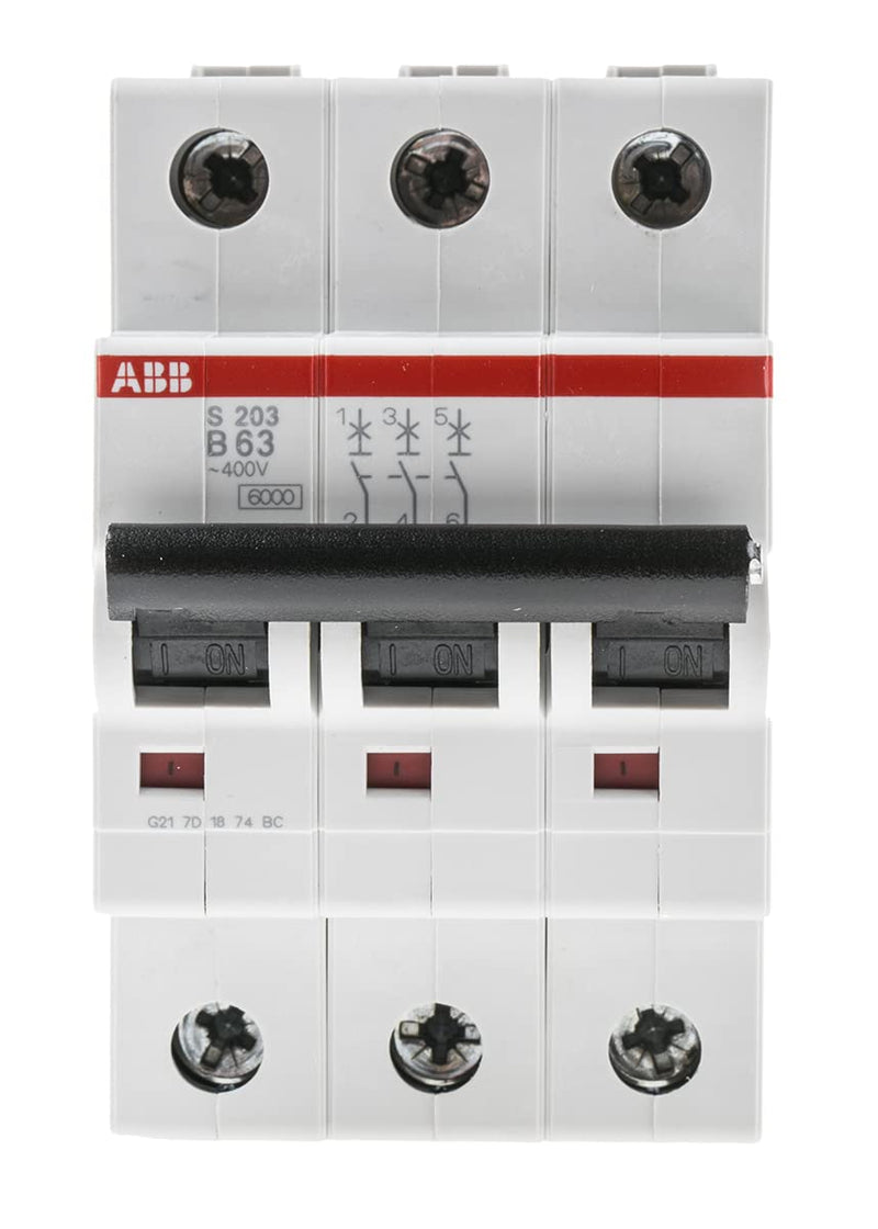 ABB S203 B63 Automatikschalter 6KA 3P, weiss Single, Single