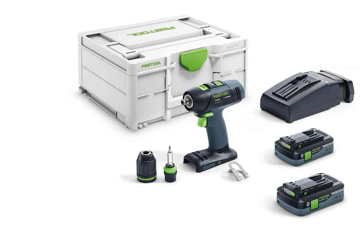 Festool Akku-Bohrschrauber T 18+3 HPC 4,0 I-Plus (mit Akkupacks BP 18 Li 4,0, Schnellladegerät, Werk