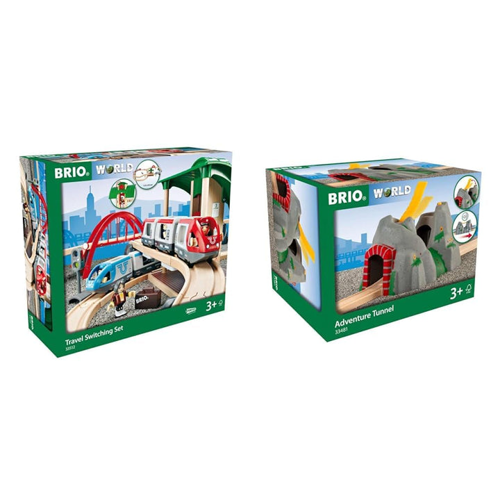 BRIO World 33512 Grosses Bahn Reisezug Set – Eisenbahn mit Bahnhof, Schienen und Figuren & Magischer