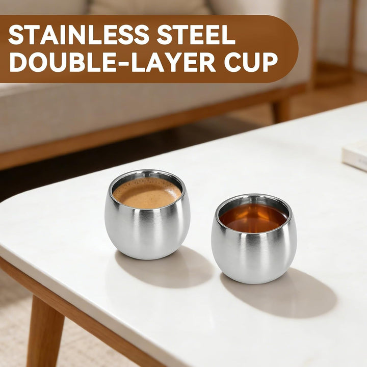 4pcs kleine Kaffeebecher Teebecher Milchbecher für Outdoor Camping Edelstahlbecher, 150ml Teetassen