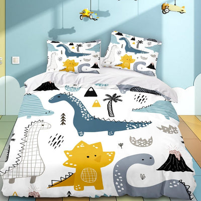 DASIAUTOEM Kinderbettwäsche, 135x200 Baby Bettwäsche Komplettset, Dinosaurier Bettwäsche, mit Dino-M