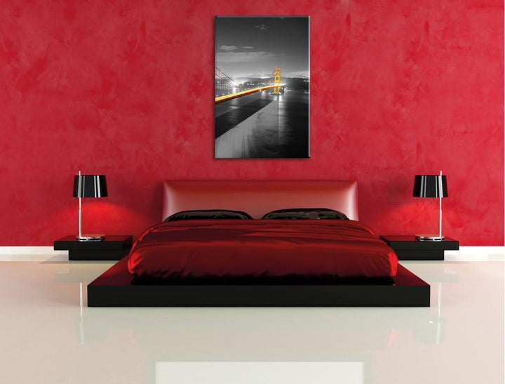 Pixxprint riesige Golden Gate Bridge schwarz/weiss, Format: 80x120 auf hochkantiges Leinwand, 80x120
