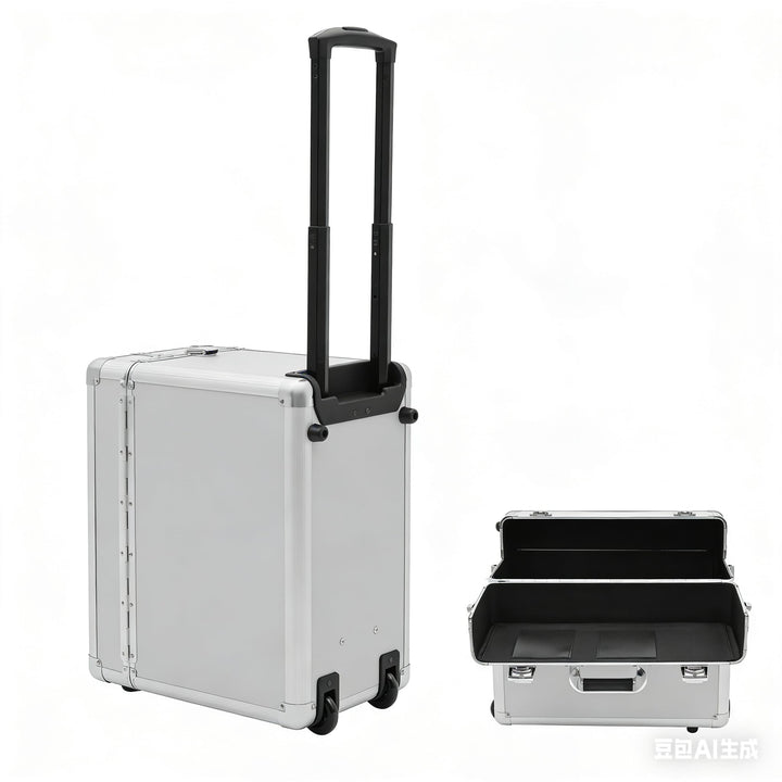 Aktenkoffer, 39 x 24 x 48 cm Pilotenkoffer Mit Schlüssel, Rollbarer Aktenkoffer aus Aluminiumlegieru