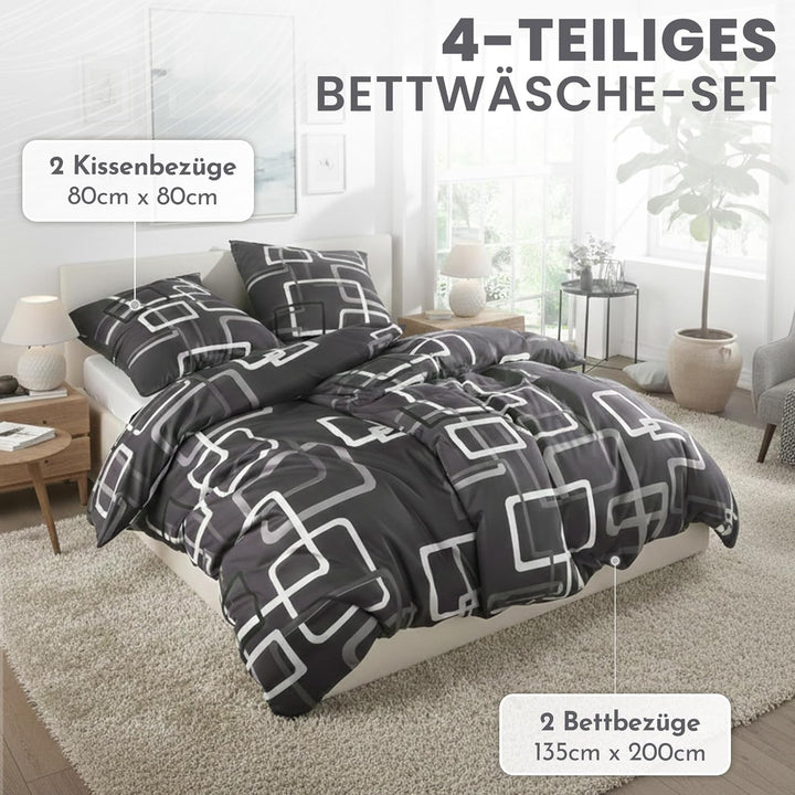 Kuscheli® Bettwäsche 135x200 4 teilig |Zertifiziert &amp; für Allergiker geeignet |Bettwäsche Se