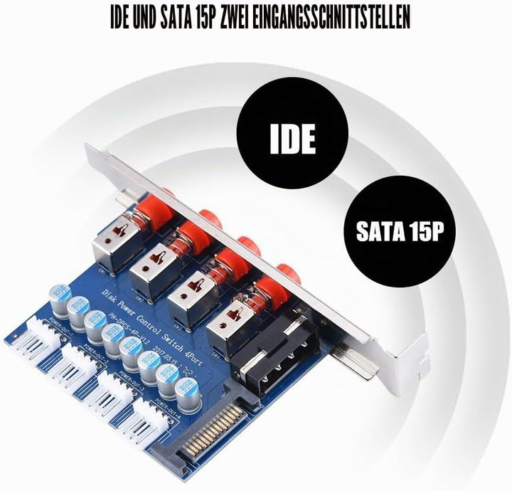 Richer-R HDD Power Control Switch, Festplattenlaufwerk SATA Drive Switcher Umschalter mit IDE 2xSATA