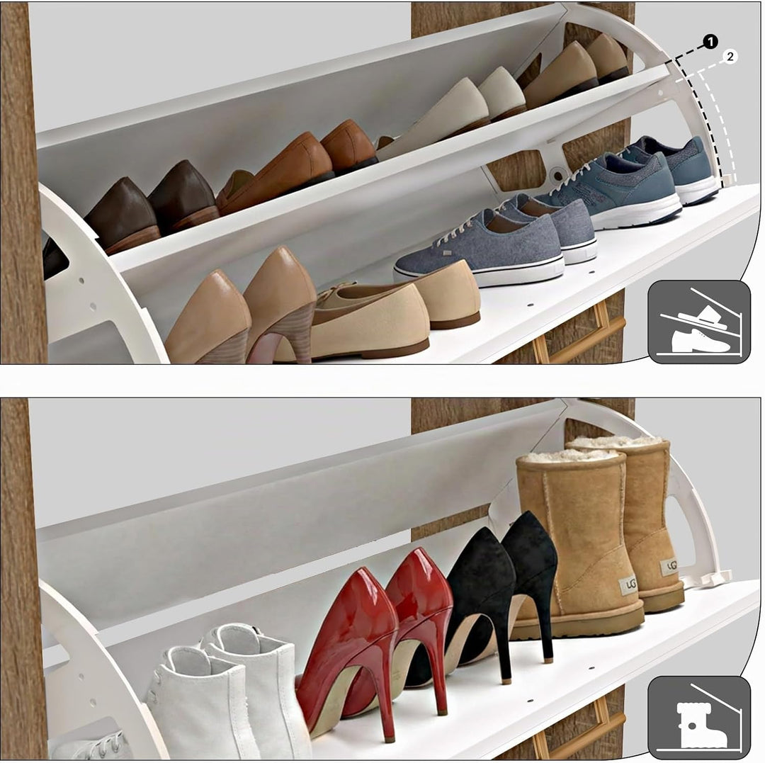 Schuhschrank 2 Klappen, Schuhkipper, Schuhregal, Schuhaufbewahrung, mit 1 schubladen, Trennwand vers