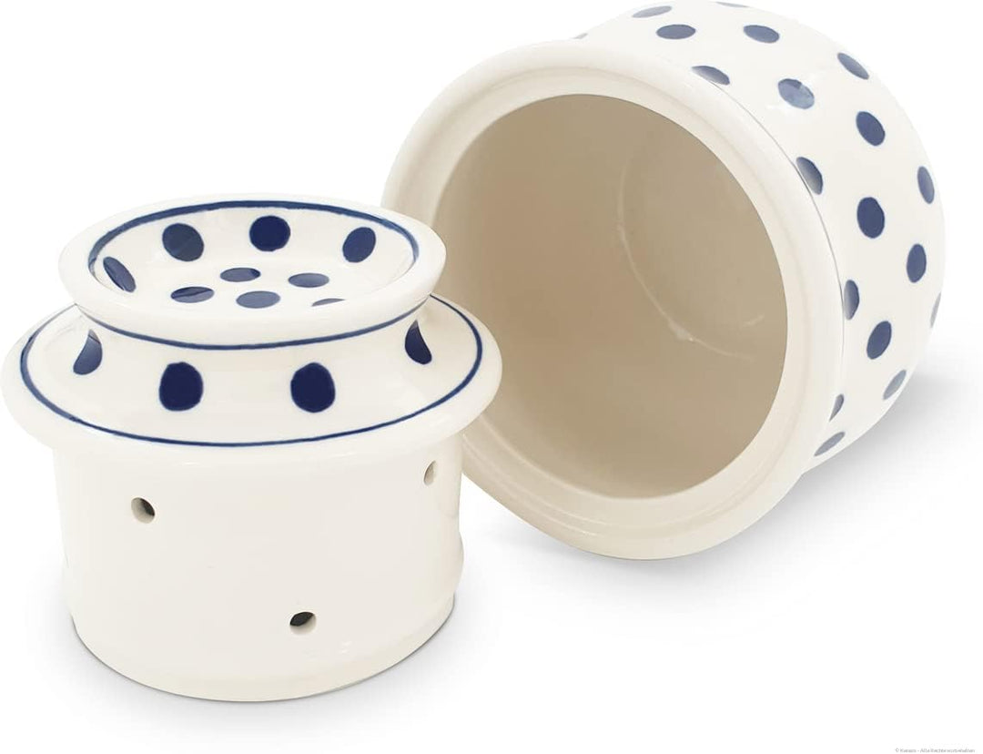 Bunzlauer Butterdose mit Wasserkühlung für 175g, H=10,7 cm, Ø=11,0 cm, V=0,2 Liter, Dekor 37