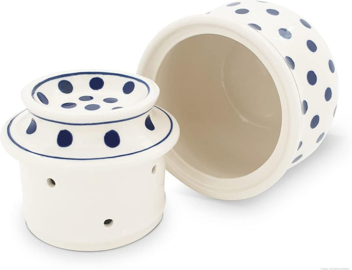 Bunzlauer Butterdose mit Wasserkühlung für 175g, H=10,7 cm, Ø=11,0 cm, V=0,2 Liter, Dekor 37