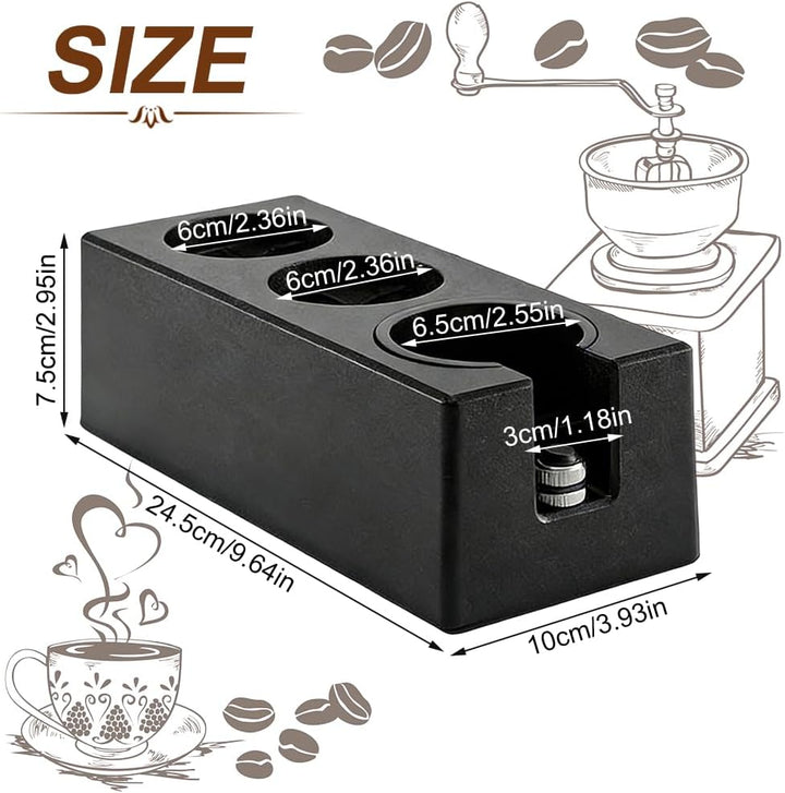 Tamperstation für Barista(51-58mm), Tamping Station aus ABS, Einstellbar Coffee Schwarz Tamper Stati