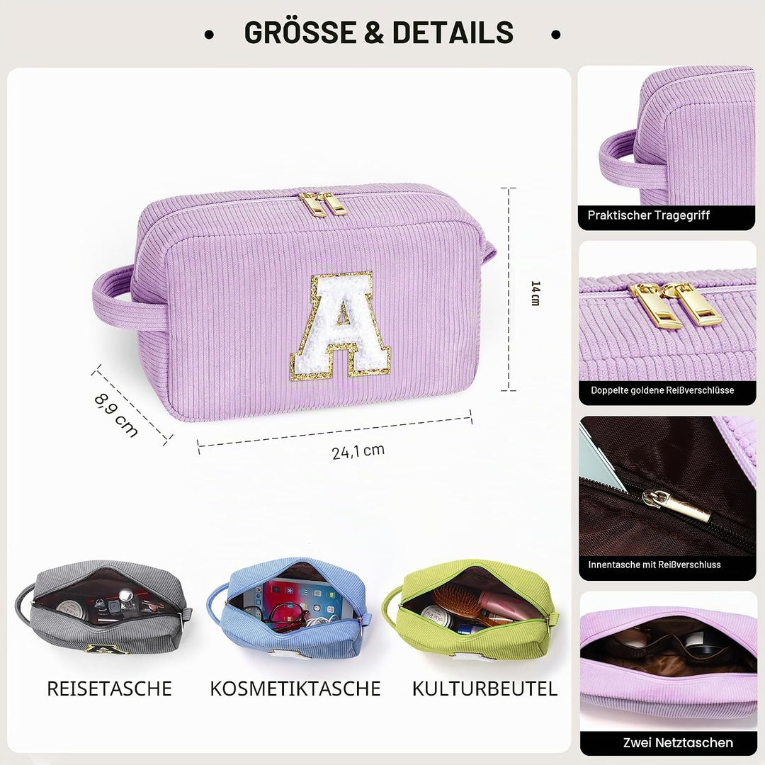Parima Kosmetiktasche für Mädchen Damen - Lila Cord Kosmetiktasche Reise Kulturbeutel Schminktasche