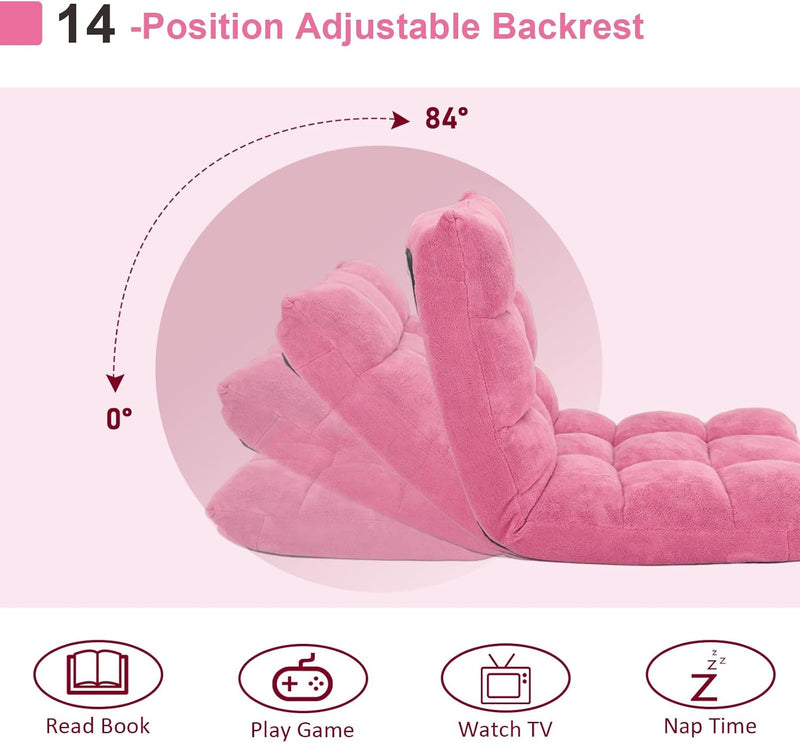 HOMASIS Bodenstuhl gepolstert, Bodensessel mit Verstellbarer Rückenlehne in 14 Positionen, Lesesesse