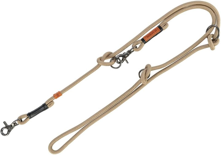 TRIXIE Hundeleine BE NORDIC V-Leine S–M, 2,00 m ø 8 mm in sand/schwarz - verstellbare Hundeleine mit