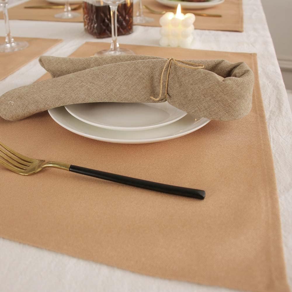 Vivi Idee® 6er Tischsets Platzset 100% Baumwolle Platzdeckchen Stoff abwaschbar Handgenäht 52x33cm (