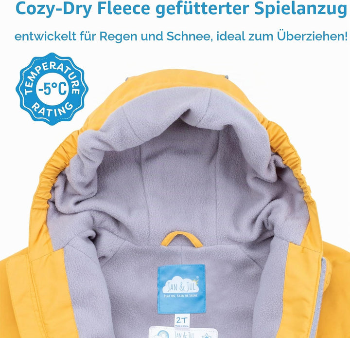 Jan &amp; Jul Baby Toddler Puddle-Dry Rain-Suit, Waterproof and Breathable Fleece-lined: Prairie Flowers