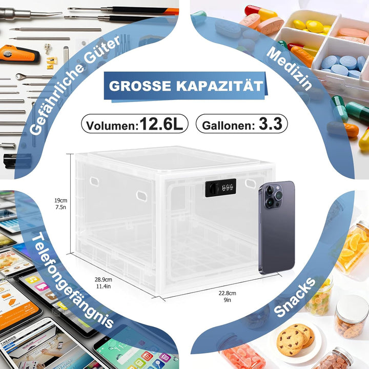 Gemaxvoled Abschliessbare Box, durchsichtige Box für Medikamente, Premium-Material abschliessbare La