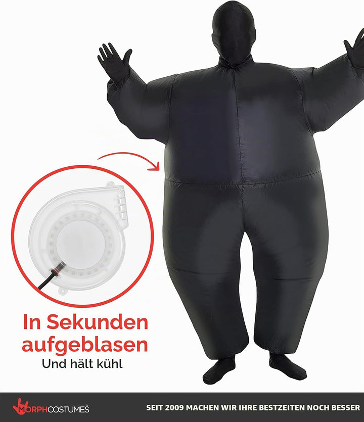 Morph Schwarzes Aufblasbares Kostüm für Kinder, Megamorph - Einheitsgrösse Schwarz Kinder, Schwarz K