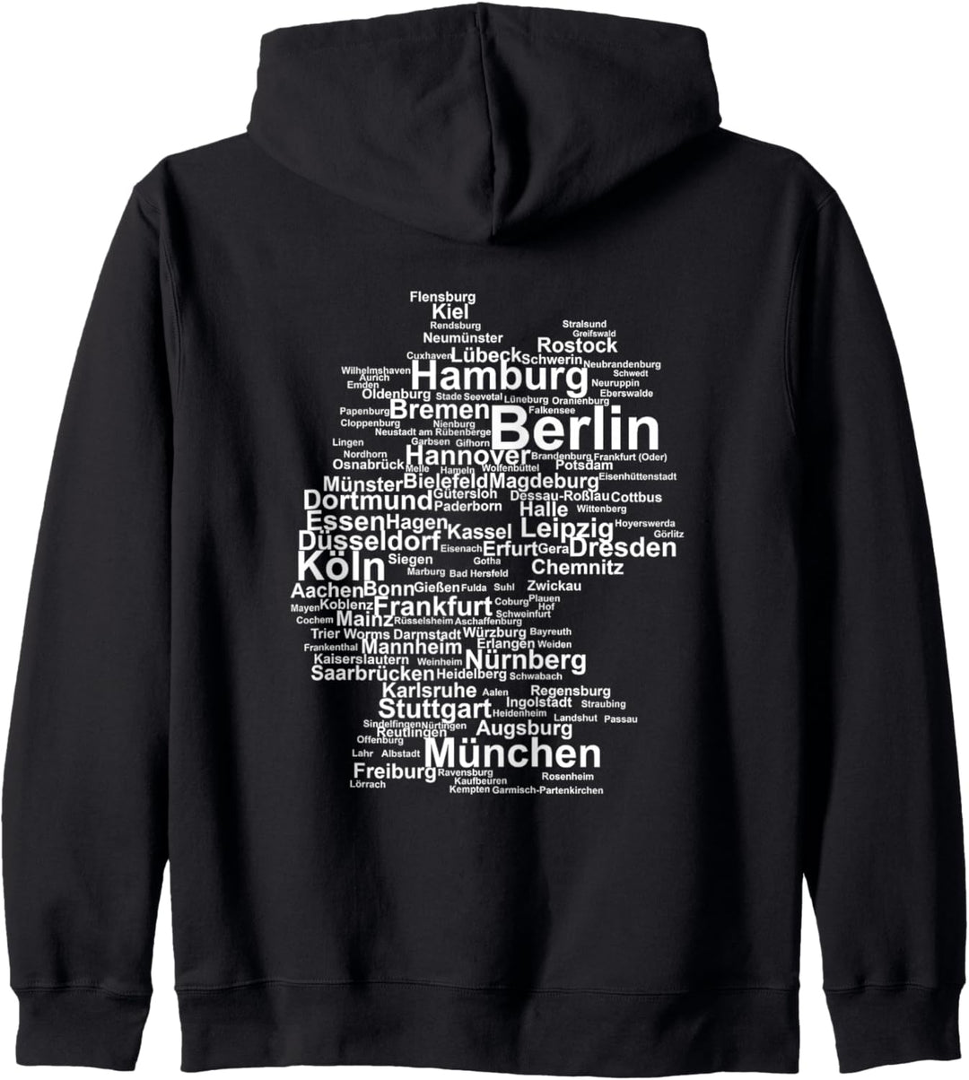 Deutschland Karte Umriss Städte Berlin Hamburg München Köln Kapuzenjacke