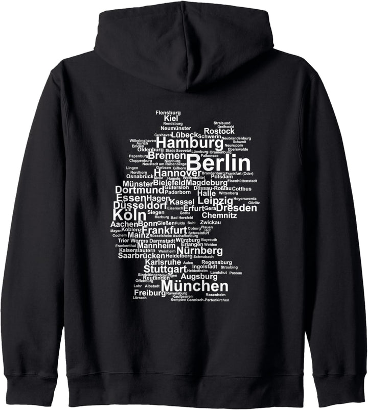 Deutschland Karte Umriss Städte Berlin Hamburg München Köln Kapuzenjacke