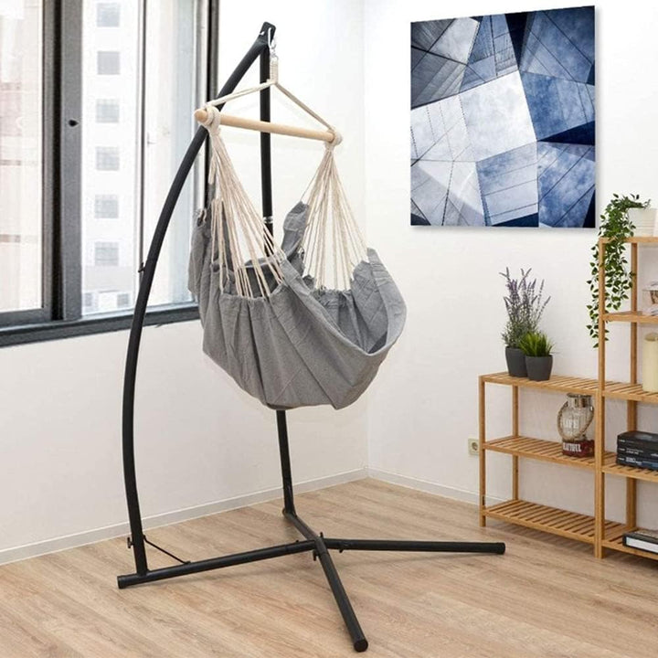 XUANYU Hängesesselgestell aus Stahl Hängestuhlgestell Höhe 214 cm Hängesessel Ständer Schwarz Univer