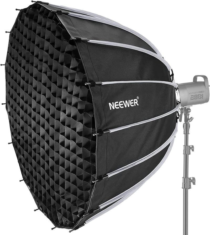 NEEWER 47,2Zoll/120cm Parabolic Softbox Quick Setup Quick Folding, mit Diffusoren/Wabengitter/Tasche