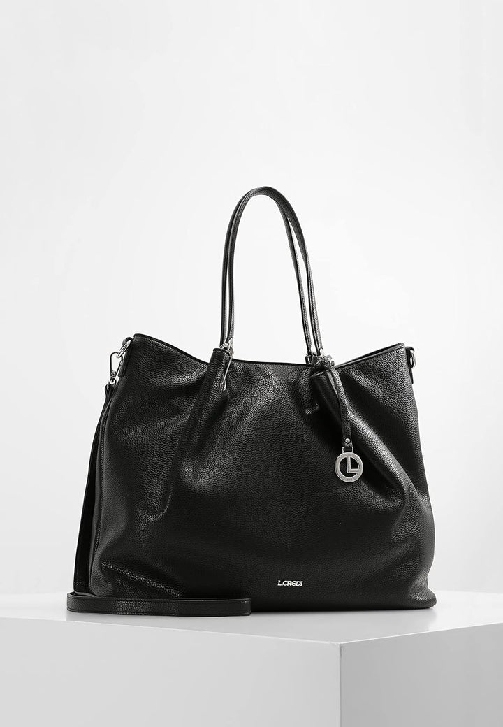 L.CREDI Handtasche Ebony mit Label-Applikationen Einheitsgrösse Schwarz, Einheitsgrösse Schwarz
