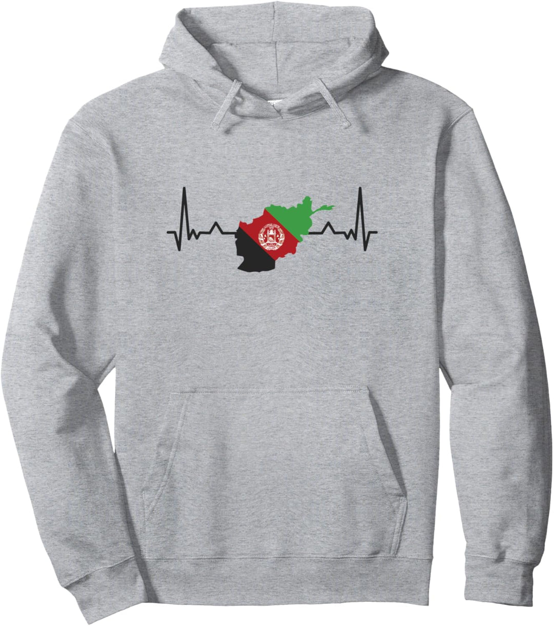 Afghanische Flagge Herzschlag Länderumriss Afghanistan Pullover Hoodie