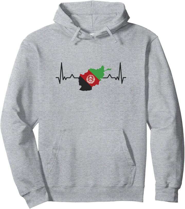 Afghanische Flagge Herzschlag Länderumriss Afghanistan Pullover Hoodie
