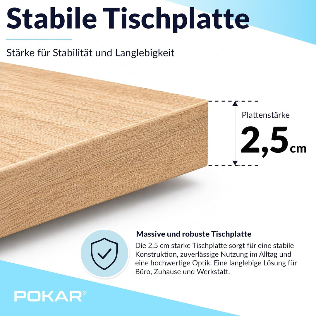 POKAR Tischplatte 2,5 cm Massiv Schreibtischplatte Bürotischplatte für Schreibtisch, Esstisch, Dunke