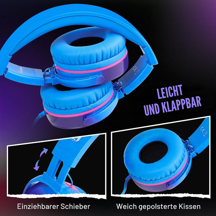 RockPapa Kinder Kopfhörer, Kabel Kopfhörer für Kinder, HD Stereo Kopfhörer mit Mikrofon für Kinder J