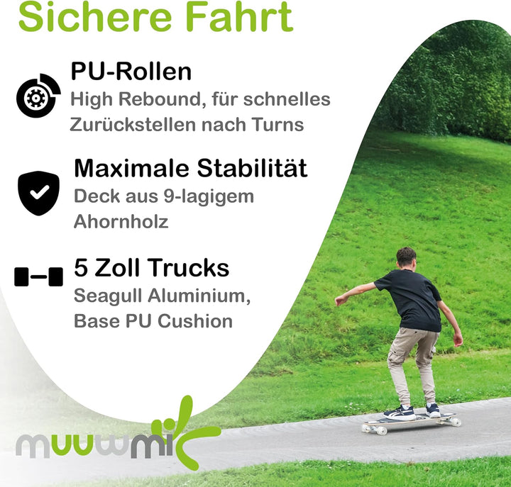 muuwmi ABEC 5 Skateboard mit Rucksack, Unisex, Wave-Design Rakete, Rakete