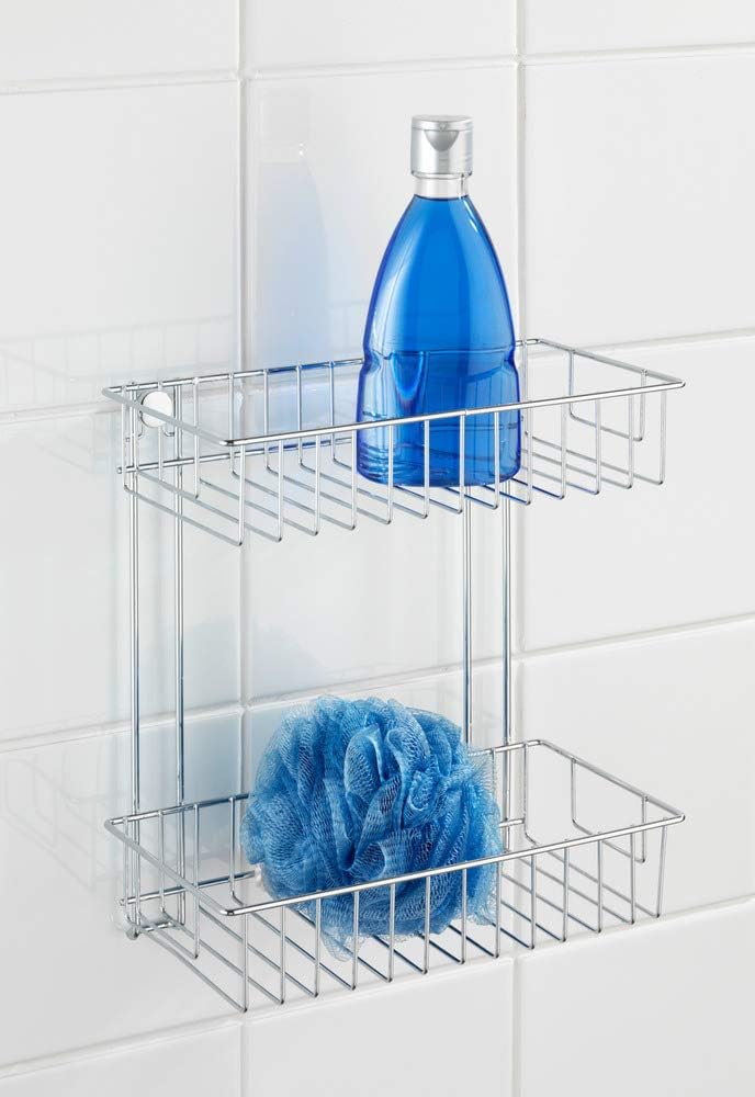 WENKO Wandregal 2 Etagen Classic, Stahl, 24 x 26 x 14 cm, Chrom Duo, Duo