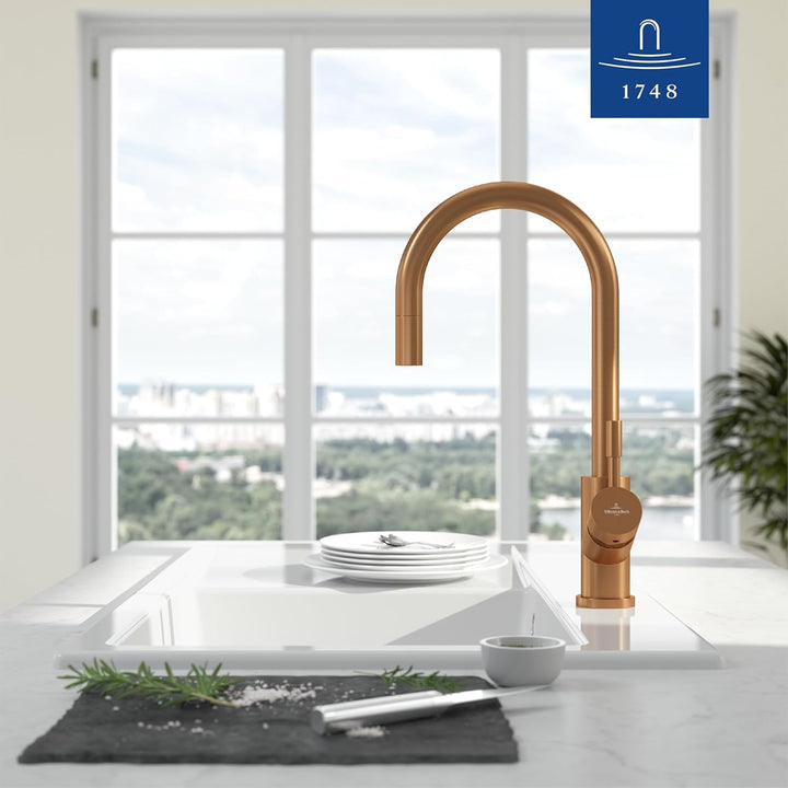 Villeroy &amp; Boch Umbrella Flex | Hochdruck | Einhand-Küchenarmatur mit herausziehbarer Handbrause | B
