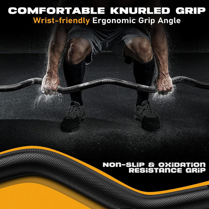 EZ Curl Bar, 119,4 cm Gewindestahl Curlstange für Standard 2.5 cm Platten, 99.8 kg Kapazität Krafttr