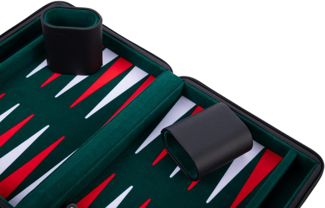 Engelhart- 250502 – Reisetasche Backgammon-Reisespiel 9 Zoll grün rot weiss, 9 Zoll Grün Rot Weiss