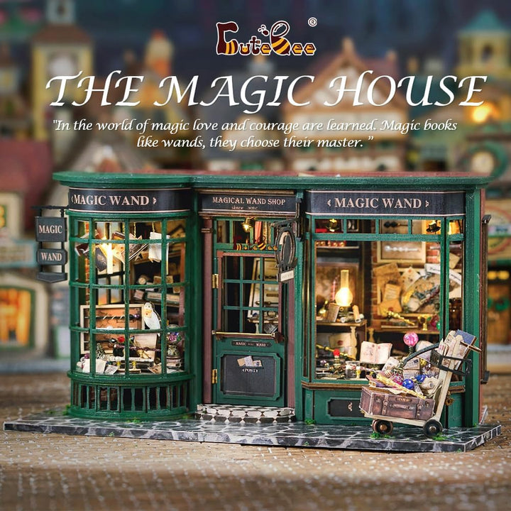 CUTEBEE Puppenhaus Miniatur Haus mit Möbeln, DIY Puppenhaus Bausatz Plus Staubschutzhülle 1:24 Masss