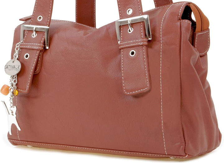 Catwalk Collection Handbags - Leder - Umhängetasche/Ledertasche/Schultertasche - JANE Hellbraun, Hel