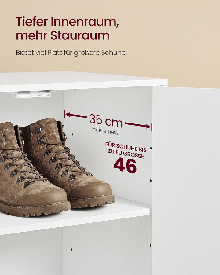 VASAGLE Schuhschrank, Aufbewahrungsschrank mit Türen, moderner Schrank mit verstellbaren Ablagen, fü