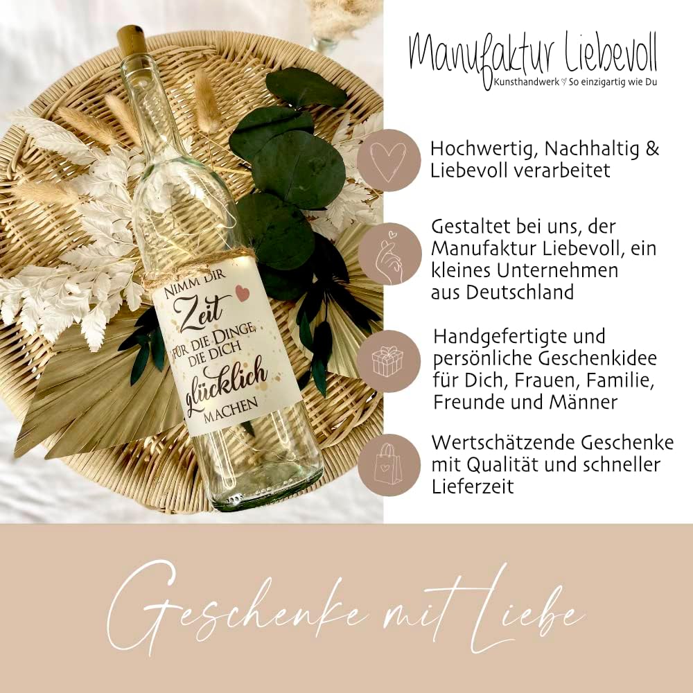 Manufaktur Liebevoll Flaschenlicht Geniesse das Leben Geld Geschenk Geburtstag Leuchtflasche Frau Ma