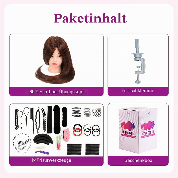 Übungskopf Neverland Beauty 24 Zoll 60% Echthaar Friseur Übungskopf Praxis Schaufensterpuppe Kopf mi