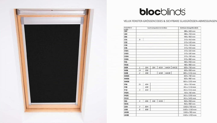 Bloc Skylight Rollo für Velux Dachfenster Blockout, schwarz, CK04 CK04 Für Velux Dachfenster Black,